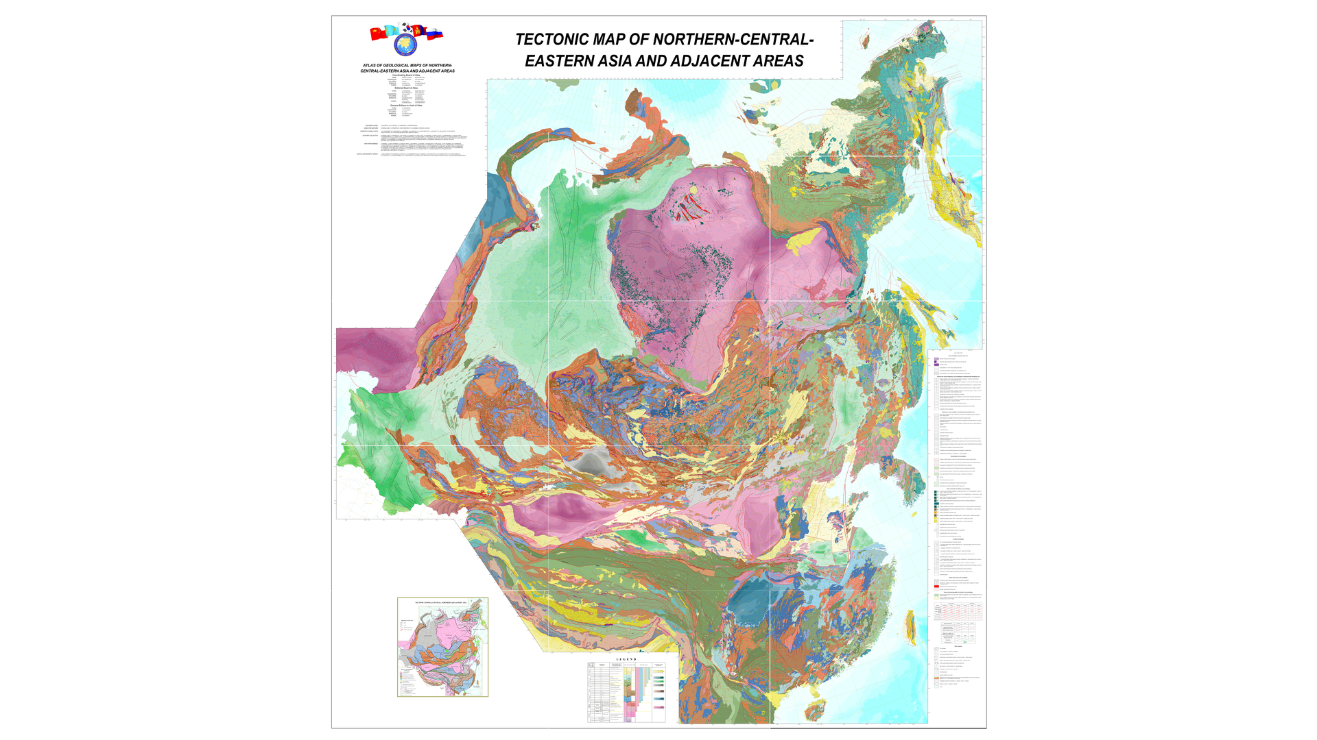 TECTONIC MAP OF NORTHERN-CENTRAL-EASTERN ASIA AND ADJACENT AREAS